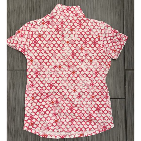 Ibkul Pink Patterned Short Sleeve Mock Golf Shirt Size Small 1/4 Zip - Picture 5 of 7